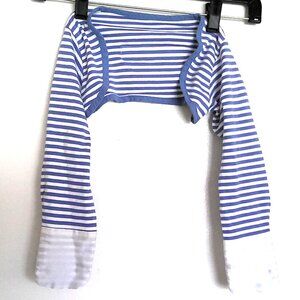 Scratch Sleeves Blue & White Striped Wingspan 39" Cotton Silk Mitts EUC 2 - 3 YR